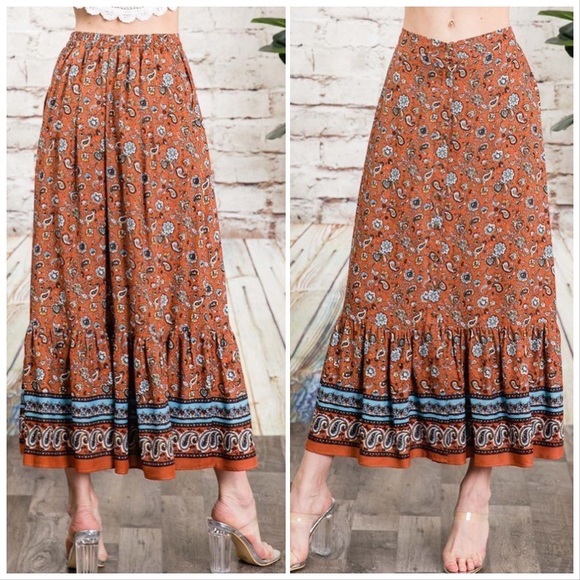 Autumn Rust Boh0 Free Spirit Maxi Skirt - Picture 4 of 6